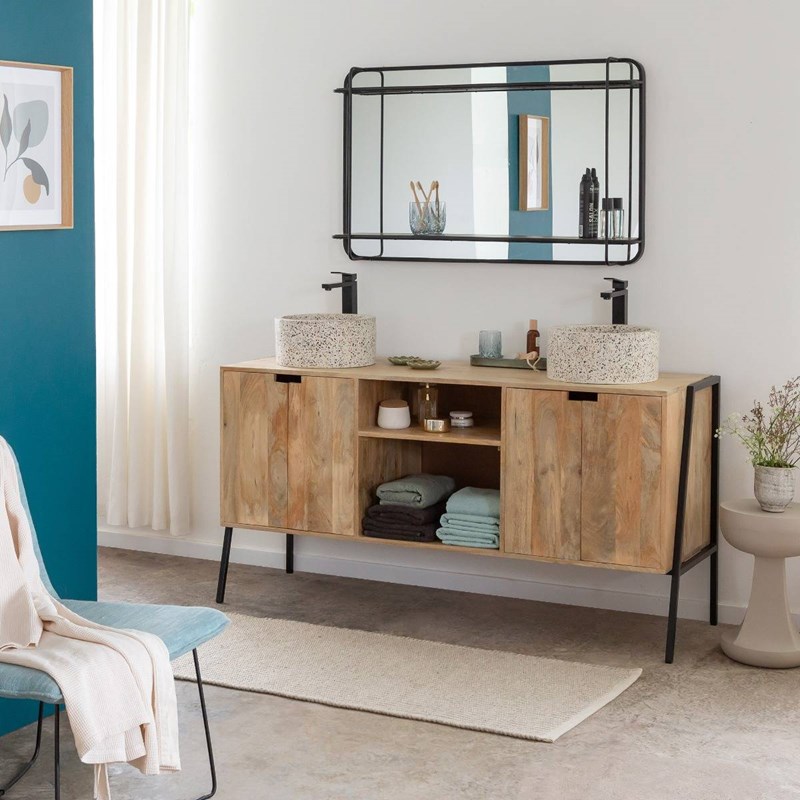 Meuble sous vasque en bois et métal