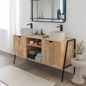 Meuble sous vasque en bois et métal