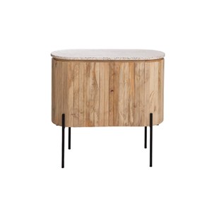 Meuble sous vasque en bois et terrazzo