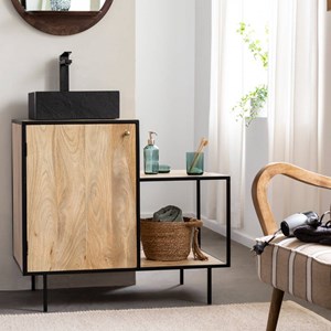 Meuble sous vasque en bois et métal