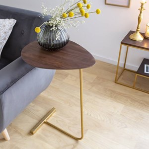 Bout de canapé bois de manguier et métal