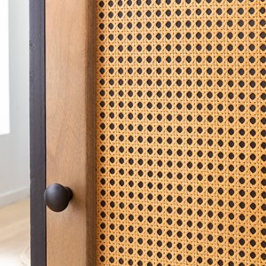 Colonne en bois de manguier et cannage