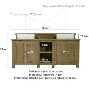Meuble sous vasque en bois recyclé