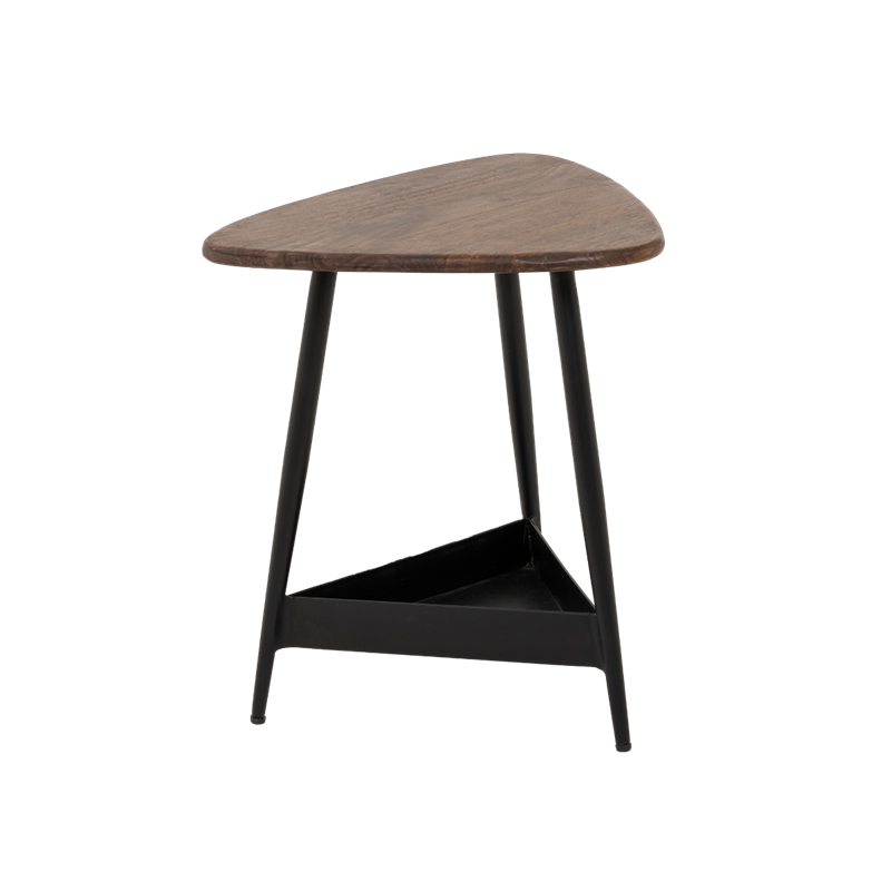 Bout de canapé en bois et métal noir