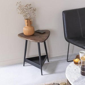 Bout de canapé en bois et métal noir