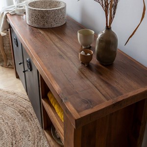 Meuble sous vasque en bois recyclé