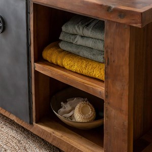 Meuble sous vasque en bois recyclé