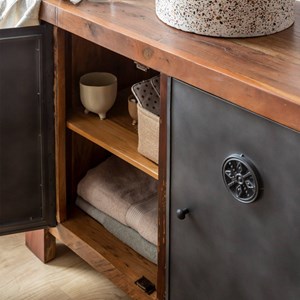 Meuble sous vasque en bois recyclé