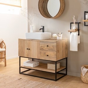 Meuble de salle de bain en bois d'acacia