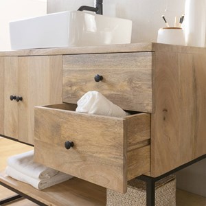 Meuble de salle de bain en bois d'acacia