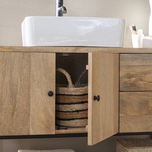 Meuble de salle de bain en bois d'acacia