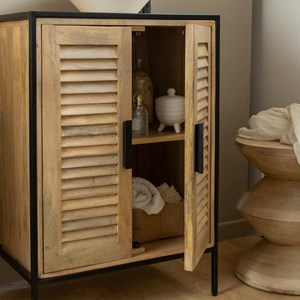 Meuble sous vasque en bois et métal