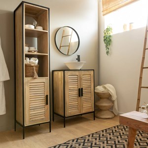 Meuble sous vasque en bois et métal
