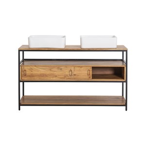 Meuble sous vasque en bois et métal