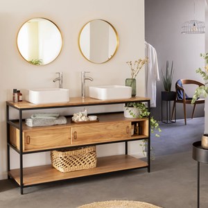 Meuble sous vasque en bois et métal