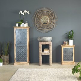 Meuble sous vasque en rotin rattan