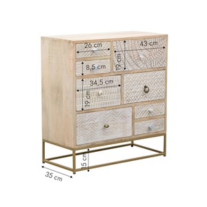 Commode en bois de manguier et métal