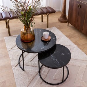 Table basse gigogne en marbre noir