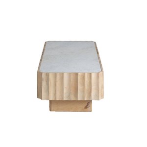 Table basse bois de manguier et marbre