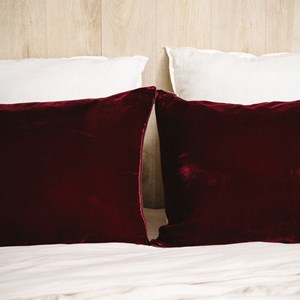 Taie d'oreiller en soie et velours 65x65