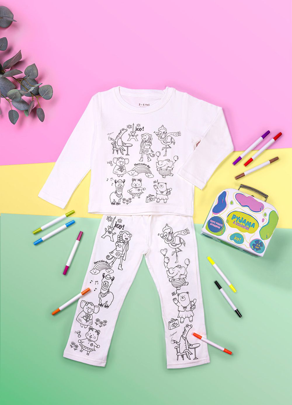 Pyjama à colorier animaux 6-8 ans