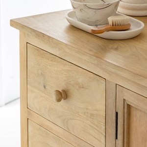 Meuble sous vasque en bois de manguier blanchi ronan