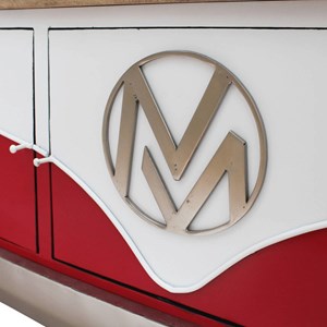 Meuble tv combi rouge avec plateau bois