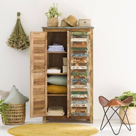 Armoire à  lattes en bois coloré ethnik