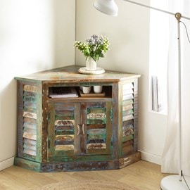 Buffet d'angle en bois coloré ethnik