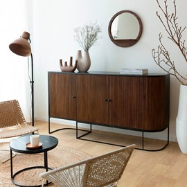 Buffet arrondi en bois de manguier et métal ysé