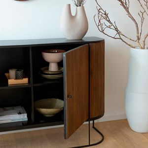 Buffet arrondi en bois de manguier et métal ysé