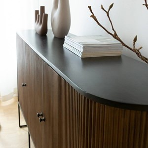 Buffet arrondi en bois de manguier et métal ysé