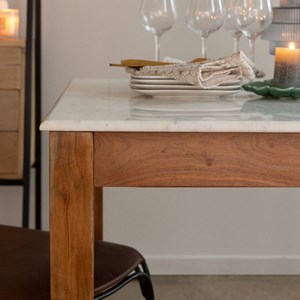 Table à manger carré en bois  et marbre