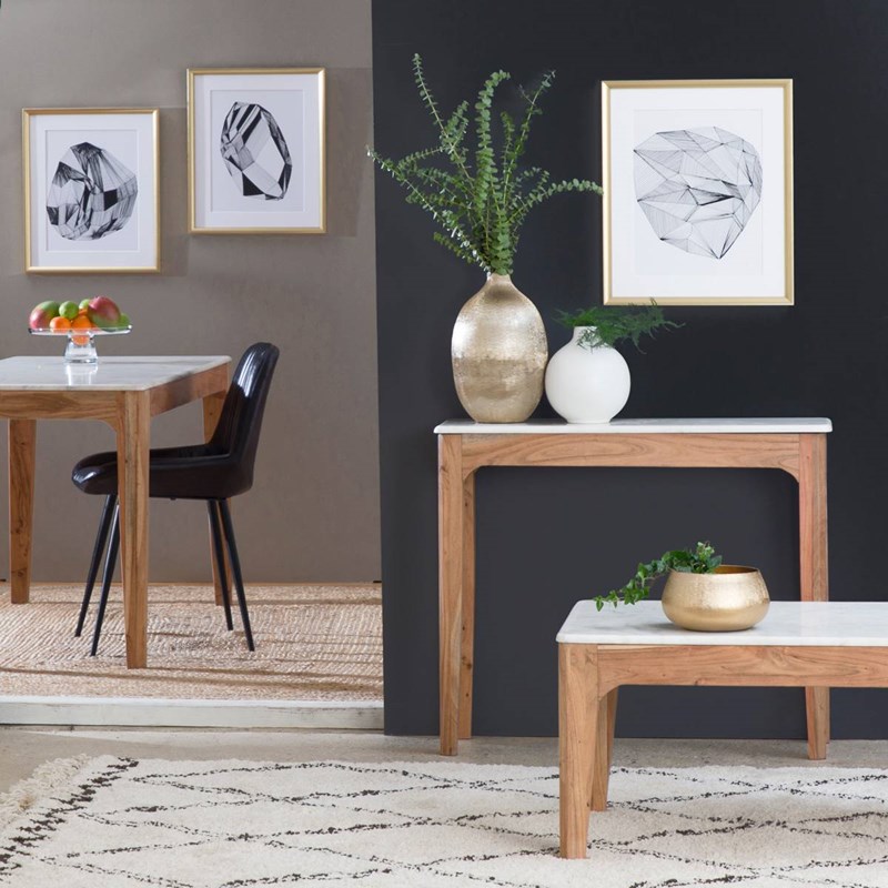 Table basse en bois de manguier et marbre arthuro