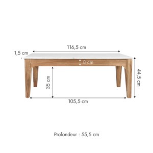 Table basse en bois de manguier et marbre arthuro