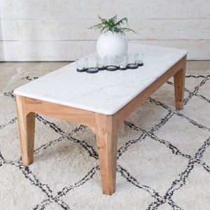 Table basse en bois de manguier et marbre arthuro