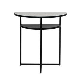 Console demi-lune en marbre et métal
