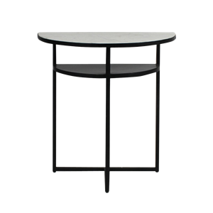 Console demi-lune en marbre et métal