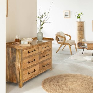 Commode en bois de manguier 6 tiroirs