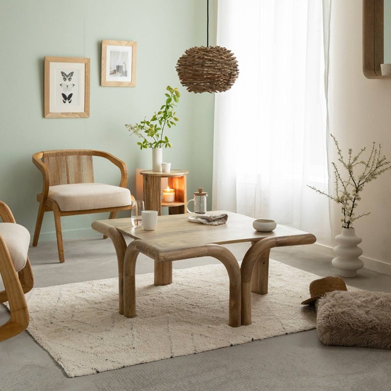 Table basse carré en bois de manguier