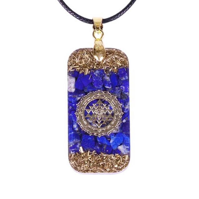 Pendentif orgonite lapis-lazuli sriyantra