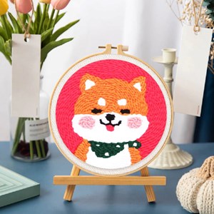 Punch needle chien shiba inu