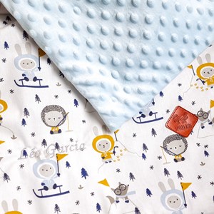 Couverture réversible minky eskimo bleu