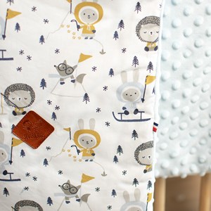 Couverture réversible minky eskimo bleu