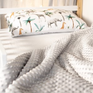 Couverture réversible minky safari gris