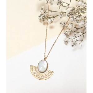 Collier azteque nacre blanche