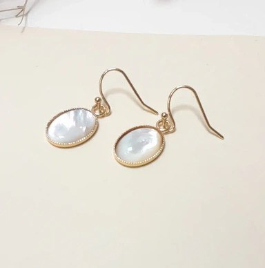 Boucles grand nino nacre blanche