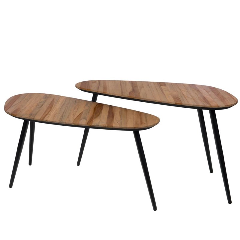 Set de 2 tables basses teck bella