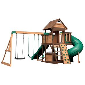 Aire de jeux en bois avec toboggan droi
