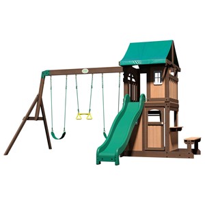 Aire de jeux en bois avec balançoires e